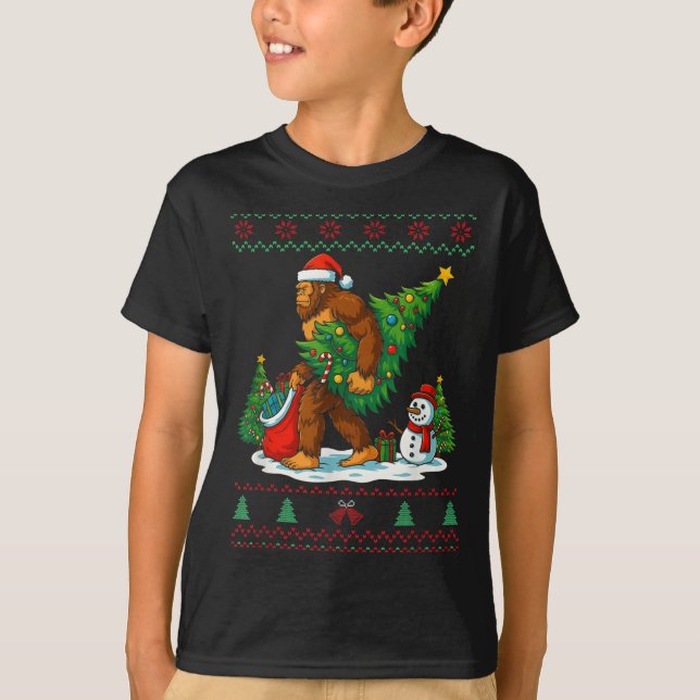 Most Wonderful Christmas Bigfoot Christmas Tree Li T-Shirt (Front)
