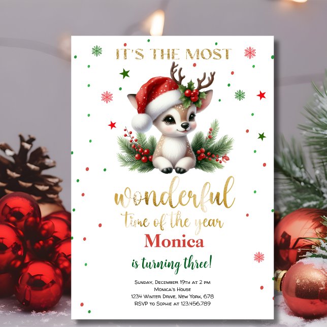 Most wonderful time christmas birthday invitation (Creator Uploaded)