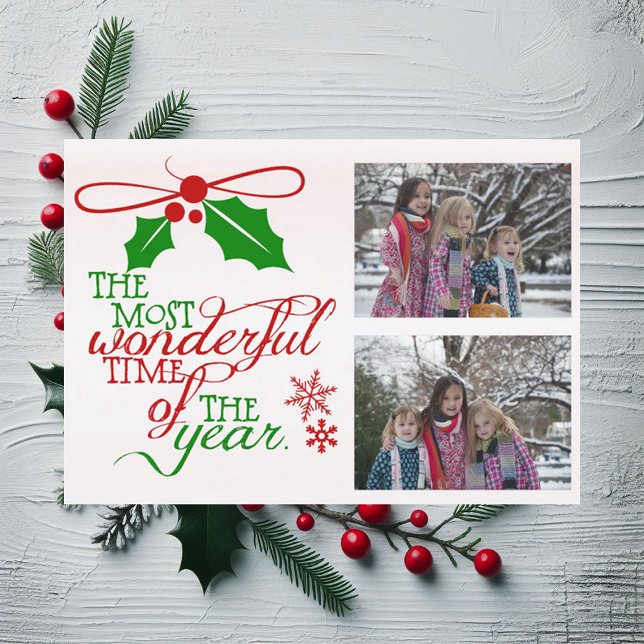 Most Wonderful Time Christmas Holiday Photo Card (Creator Uploaded)