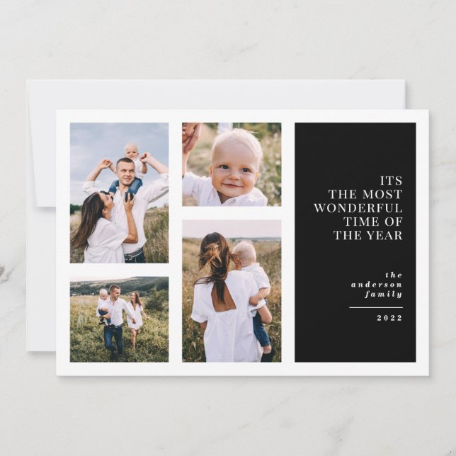 Most wonderful time christmas multi photo  announc announcement (Front)