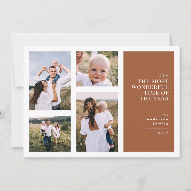 Most wonderful time christmas multi photo  announcement (Front)