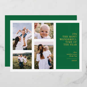 Most wonderful time christmas multi photo foil ho holiday card