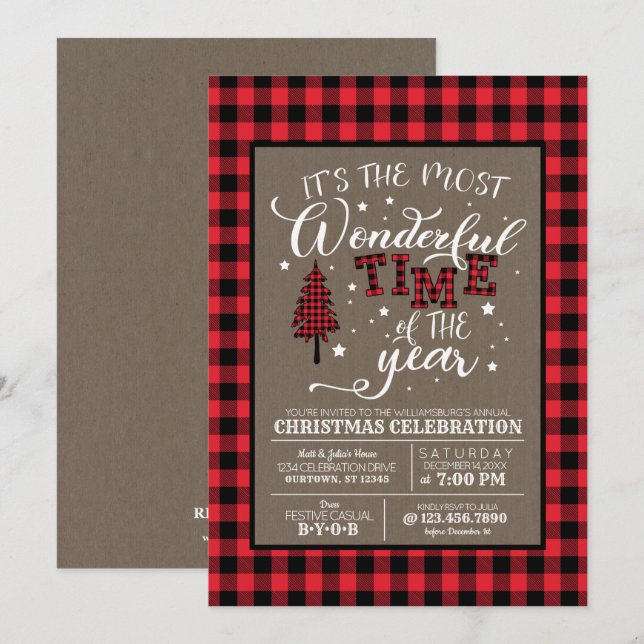 Most Wonderful Time Christmas Party Invitation (Front/Back)
