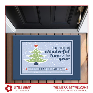 Most Wonderful Time Christmas Tree Personalised Doormat