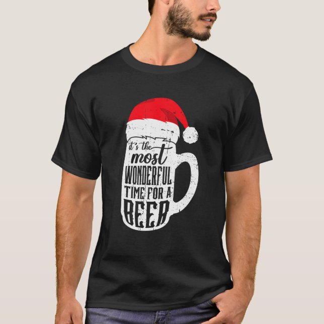 Most Wonderful Time For A Beer Christmas Drinking  T-Shirt (Front)