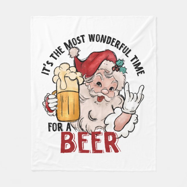Most Wonderful Time for a Beer Fleece Blanket (Front)