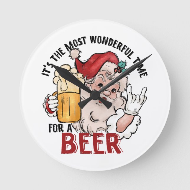 Most Wonderful Time for a Beer Round Clock (Front)