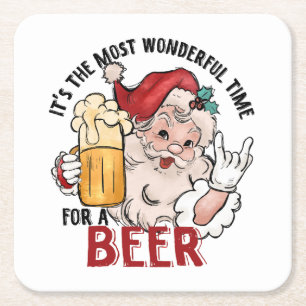 Most Wonderful Time for a Beer Square Paper Coaster