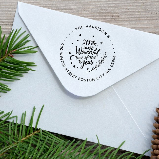 Most Wonderful Time Of The Year Address Rubber Stamp (It's The Most Wonderful Time Of The Year Return Address Rubber Stamp)