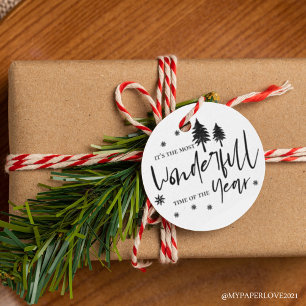 Most Wonderful Time Of The Year Black Christmas Favour Tags