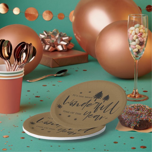 Most Wonderful Time Of The Year Christmas Party Paper Plate (Multi)