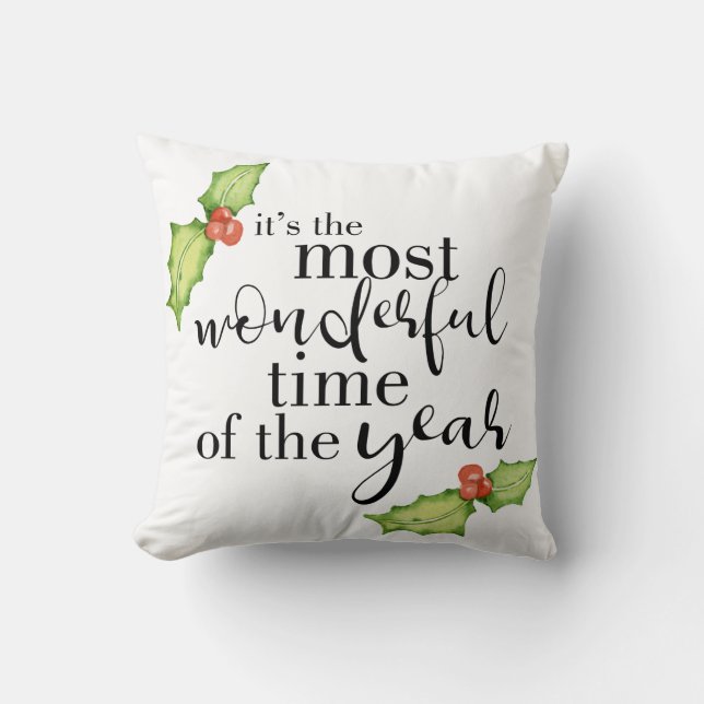 Most Wonderful Time of the Year Christmas Quote Cushion (Front)