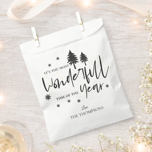 Most Wonderful Time of The Year Christmas  Quote Favour Bag (Clipped)