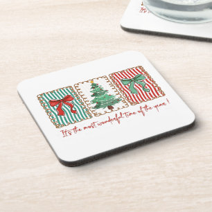 Most Wonderful Time Of The Year Coquette Christmas Coaster