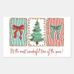 Most Wonderful Time Of The Year Coquette Christmas Rectangular Sticker