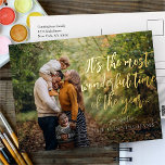 Most Wonderful time of the Year Modern Photo Foil Holiday Postcard<br><div class="desc">Add a custom photo,  family name and message at the back

Available here:
http://www.zazzle.com/selectpartysupplies</div>