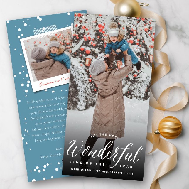Most Wonderful Time Of The Year Modern Photo Holiday Card (Creator Uploaded)