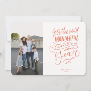 Most Wonderful Time of the Year Pink Red Photo Car Invitation