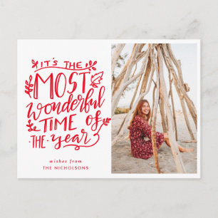 Most Wonderful Time Of The Year Script Holiday Postcard