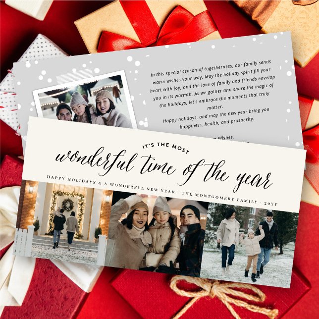 Most Wonderful Time Of The Year Simple 3 Photo  Holiday Card (Creator Uploaded)