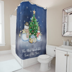 Most Wonderful Time of the Year snowmen Shower Curtain