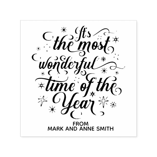 Most Wonderful Time of Year Christmas Family Name Self-inking Stamp (Design)