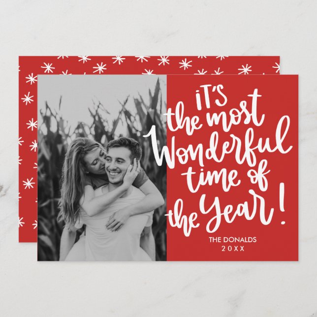 Most Wonderful time of Year | RED HOLIDAY Photo Invitation (Front/Back)