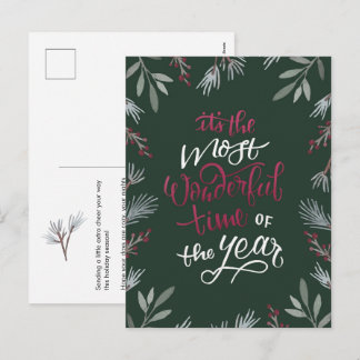Most Wonderful Time Script Holiday Postcard