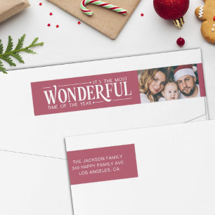 Most wonderful time with photo return address wrap around label