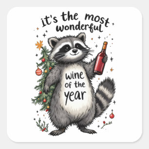 Most Wonderful Wine of the Year Raccoon  Square Sticker