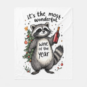 Most Wonderful Wine of the Year Racoon  Fleece Blanket