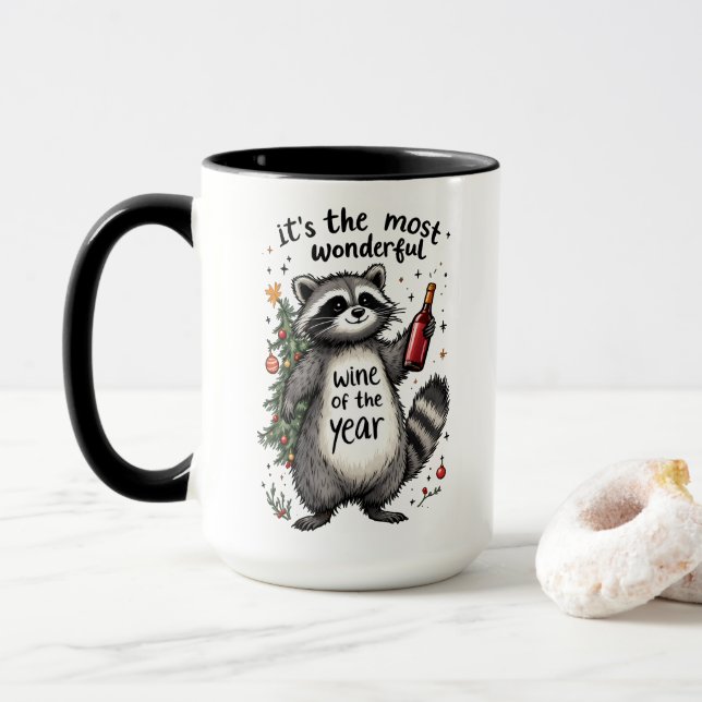 Most Wonderful Wine of the Year Racoon  Mug (With Donut)