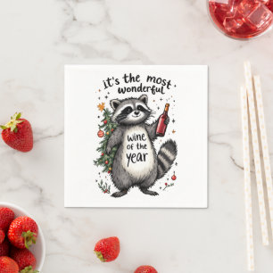 Most Wonderful Wine of the Year Racoon  Napkin