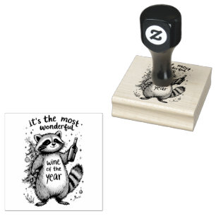 Most Wonderful Wine of the Year Racoon  Rubber Stamp