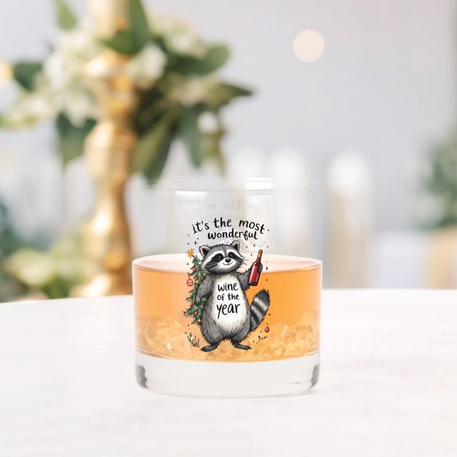 Most Wonderful Wine of the Year Racoon  Whiskey Glass (Insitu (Wedding))