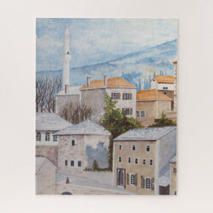 Mostar, Bosnia - Acrylic Townscape Painting Jigsaw Puzzle