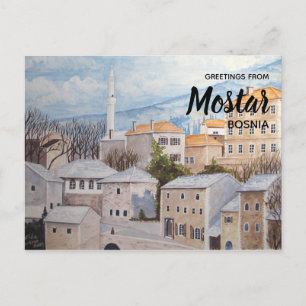 Mostar, Bosnia - Acrylic Townscape Painting Postcard