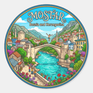 Mostar Bosnia and Herzegovina Classic Round Sticker