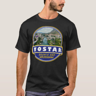 Mostar Bosnia And Herzegovina Travel Art Emblem T-Shirt