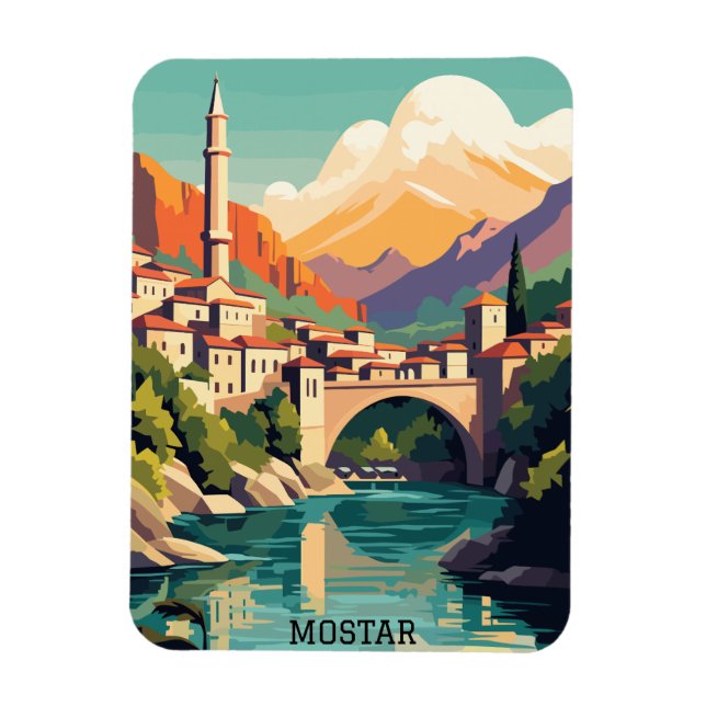 MOstar Bosnia Herzegovina Retro Vintage Travel Magnet (Vertical)