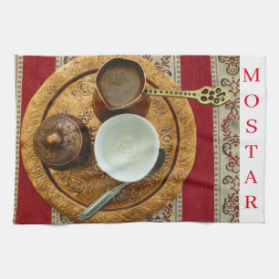 Mostar Bosnian coffee set tea towel