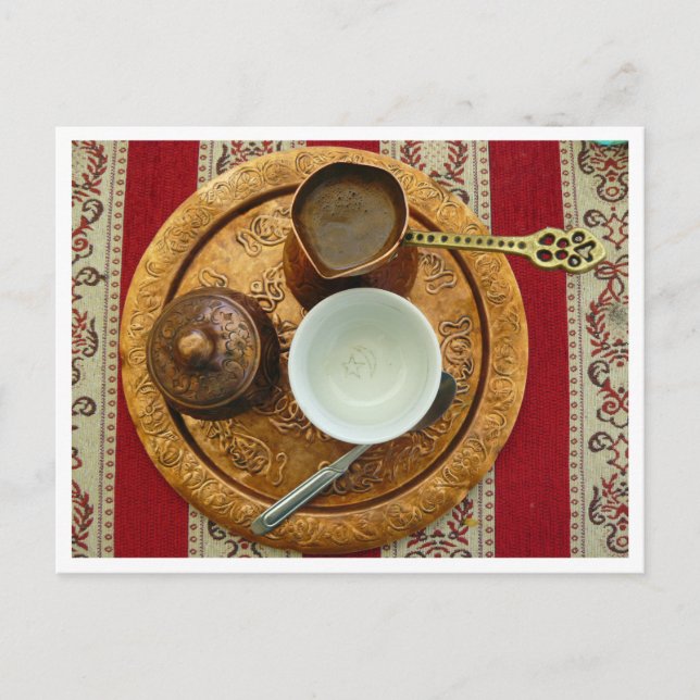 Mostar Bosnian coffee set view postcard (Front)