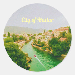 Mostar stad - Bosnien och Hercegovina Classic Round Sticker