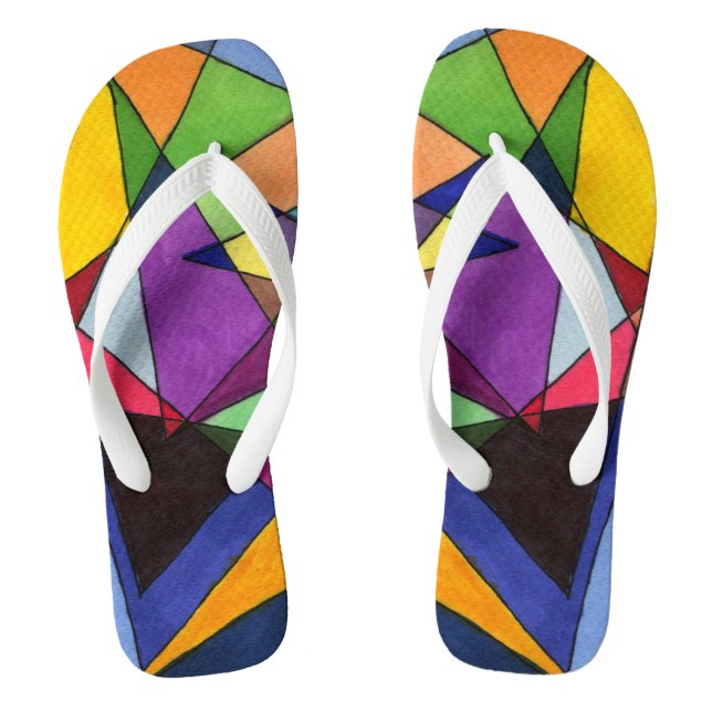 "Mostly Acutes" abstract flip flops. Thongs (Footbed)