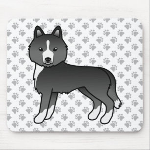 Mostly Black Siberian Husky Cute Cartoon Dog Mouse Pad