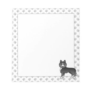 Mostly Black Siberian Husky Cute Cartoon Dog Notepad