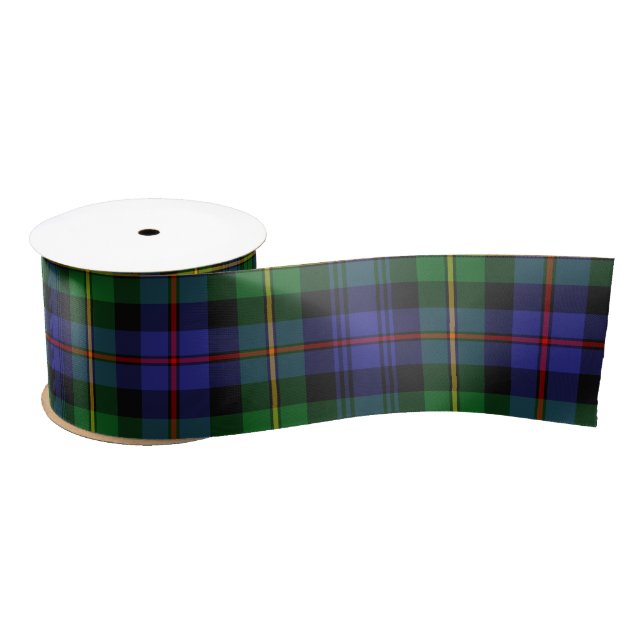 Mostly Blue Violet and Green Plaid Pattern Satin R Satin Ribbon (Spool)