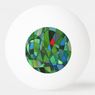 "Mostly Greens" Abstract Ping Pong Ball