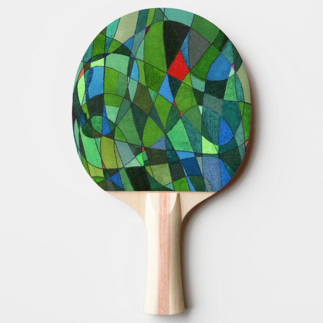 "Mostly Greens" Abstract Ping Pong Paddle (Back)