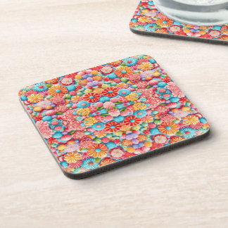 Mostly pink floral pattern design coaster